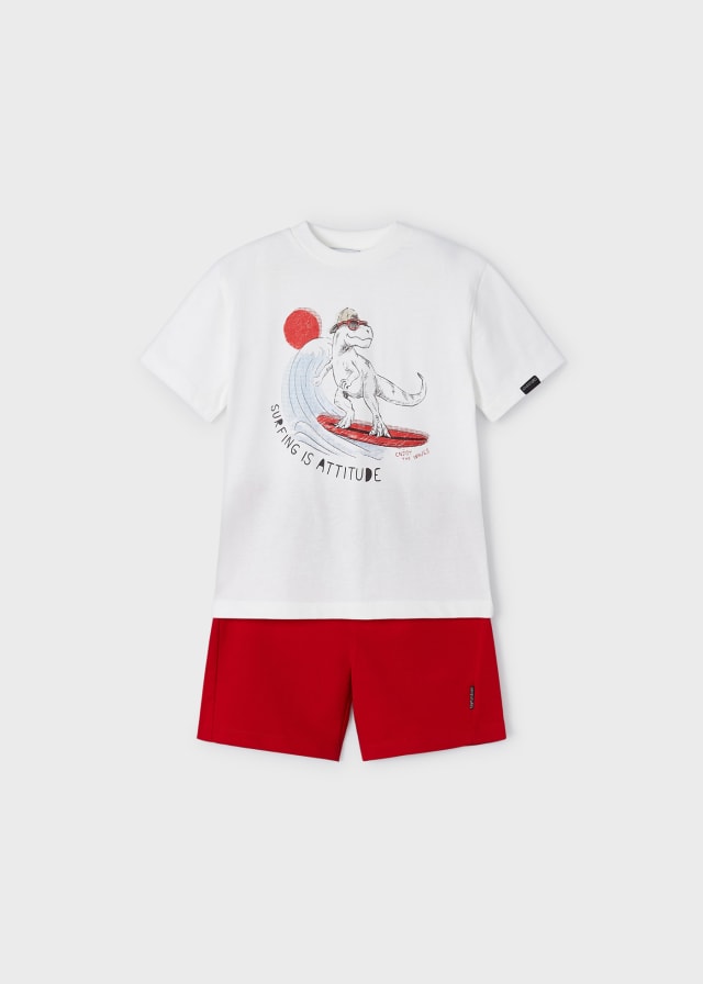 Conjunto con motivo estampado en algodón sostenible para niño